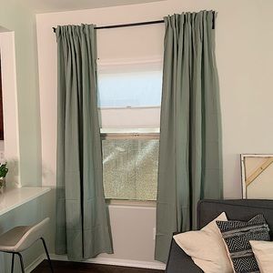 1 pair cotton room darkening curtains in sage
